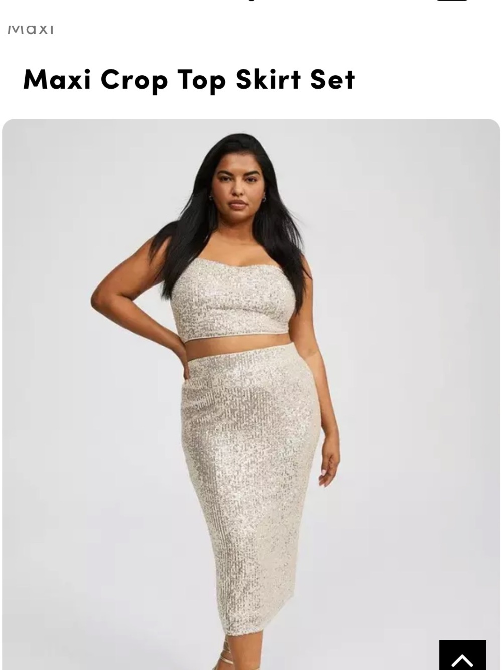 torrid Sequin Maxi Crop Top Skirt Set - Cream